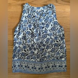 Blue & White Floral Boho Blouse